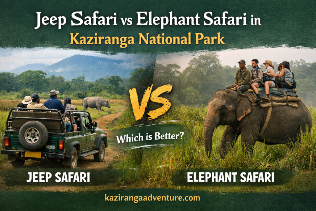 Jeep Safari vs Elephant Safari in Kaziranga National Park