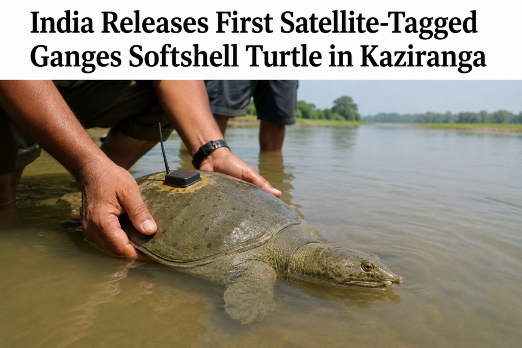 India Releases First Satellite-Tagged Ganges Softshell Turtle in Kaziranga