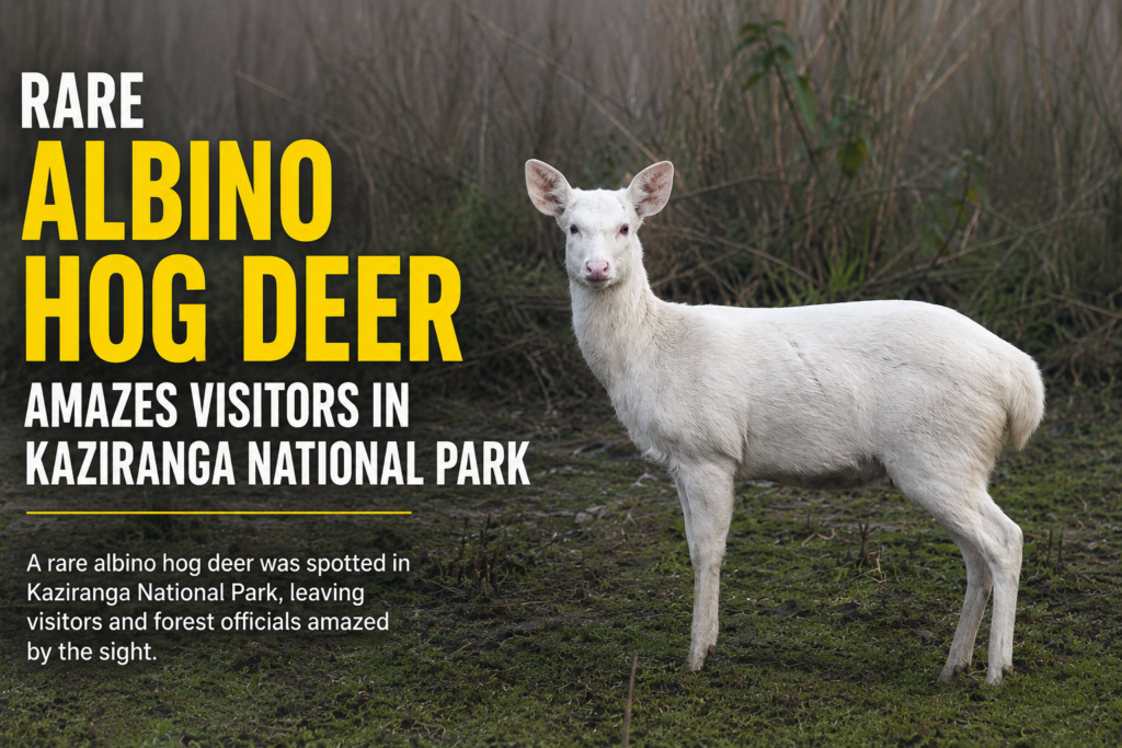 Rare Albino Hog Deer Amazes Visitors in Kaziranga National Park