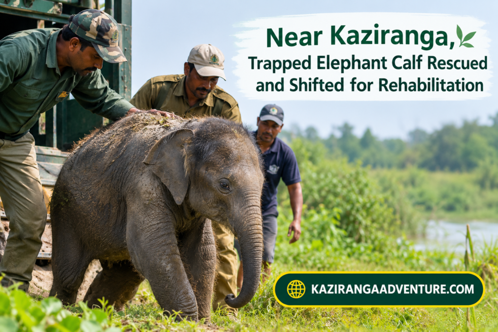 Near Kaziranga, Trapped Elephant Calf Rescued and Shifted for Rehabilitation