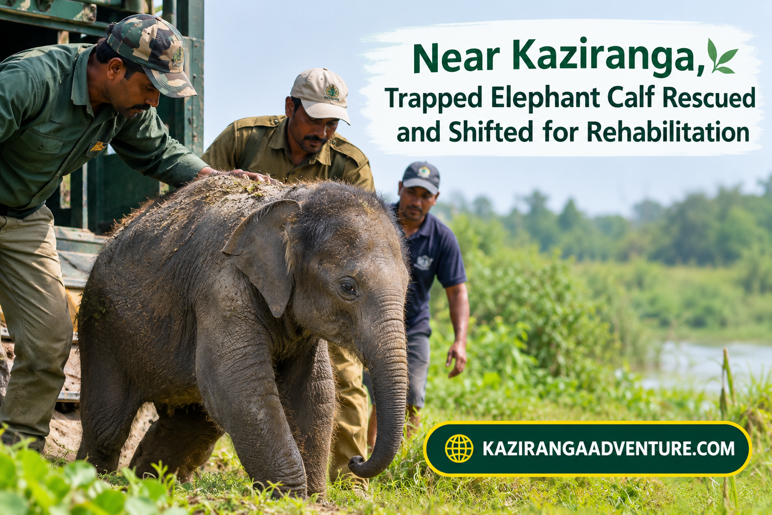 Near Kaziranga, Trapped Elephant Calf Rescued and Shifted for Rehabilitation 