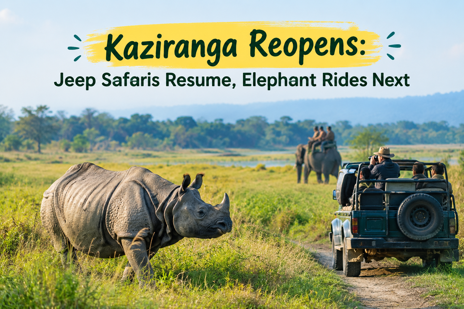 Kaziranga Reopens: Jeep Safaris Resume, Elephant Rides Next